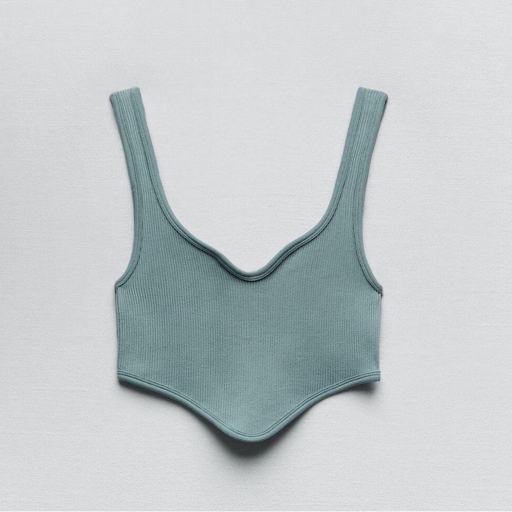 Zara- Ribbed Crop Top - Sea Green (M/L)